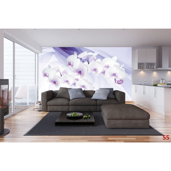 Photo mural orchids on a background of purple silk shade