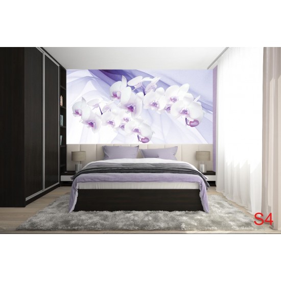 Photo mural orchids on a background of purple silk shade