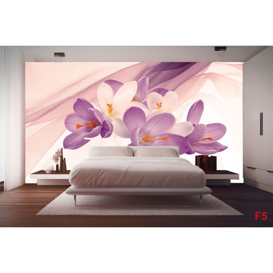 Photo mural light flowers on a background of purple silk shade