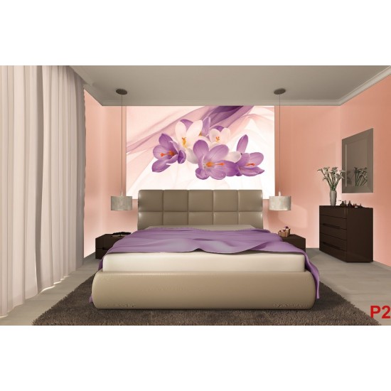 Photo mural light flowers on a background of purple silk shade