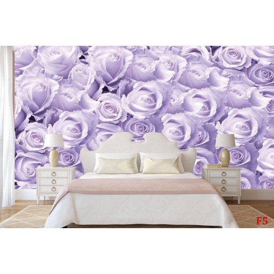 Photo murals a wall of purple roses