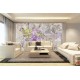 Wall mural retro card with purple roses in vintage style
