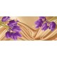 Wall mural purple tulips of a beige silk with butterflies Wall mural purple tulips of a beige silk with butterflies