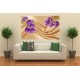 Wall mural purple tulips of a beige silk with butterflies Wall mural purple tulips of a beige silk with butterflies