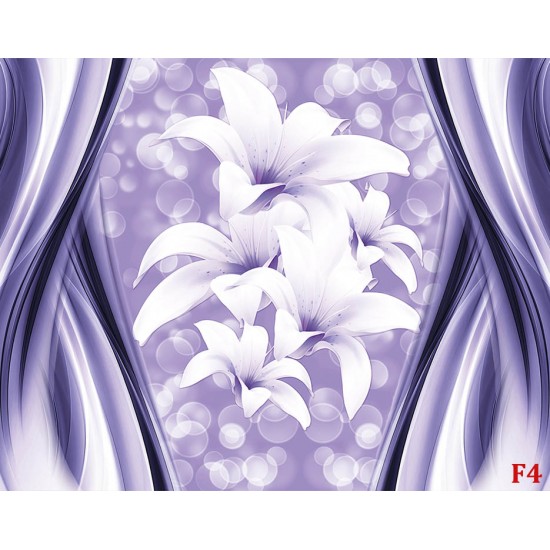 Wall mural abstract with spheres and lilies in purple and white