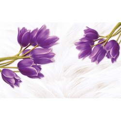 Photo mural purple tulips on a soft background with feathers