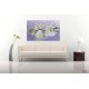 Photo mural orchid branch in purple background with water drops Photo mural orchid branch in purple background with water drops