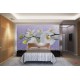 Photo mural orchid branch in purple background with water drops Photo mural orchid branch in purple background with water drops