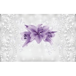 Wall mural purple flowers model with delicate pearls abstract Wall mural purple flowers model with delicate pearls abstract