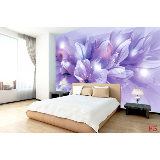 Wall mural composition of flowers in purple gamut Wall mural composition of flowers in purple gamut