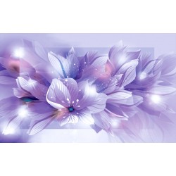 Wall mural composition of flowers in purple gamut