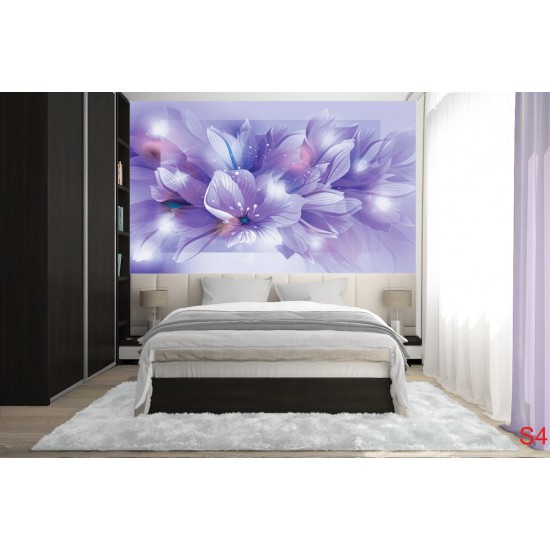 Wall mural composition of flowers in purple gamut Wall mural composition of flowers in purple gamut
