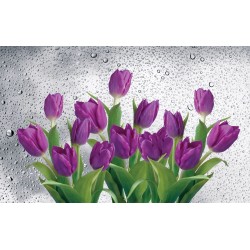 Wallpapers mural purple flowers with water drops 