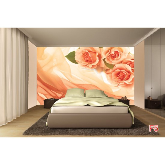 Wallpapers mural orange roses on silk Wallpapers mural orange roses on silk