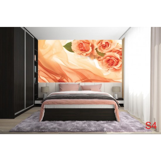 Wallpapers mural orange roses on silk Wallpapers mural orange roses on silk