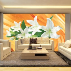 Wall murals white lilies on abstract background