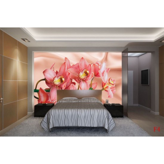 Photo mural coral orchid background silk in 2 colors