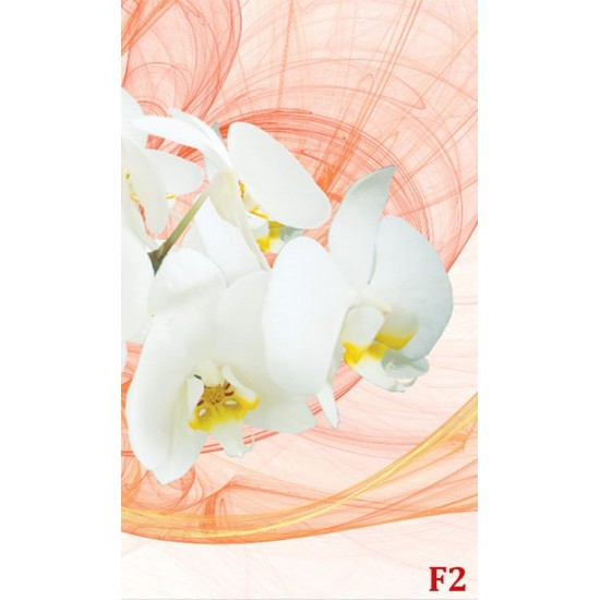 Wall murals white orchids orange on orange abstract background Wall murals white orchids orange on orange abstract background