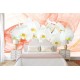 Wall murals white orchids orange on orange abstract background Wall murals white orchids orange on orange abstract background