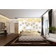 Wall murals composition with white daisies background feathers