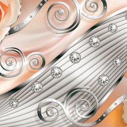 Wallpapers mural modern abstraction with orange metallic roses