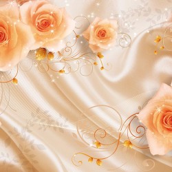 Wallpapers mural 3d effect roses on silk with ornaments