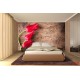 Wallpapers mural red tulips on wooden base Wallpapers mural red tulips on wooden base