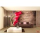 Wallpapers mural red tulips on wooden base Wallpapers mural red tulips on wooden base