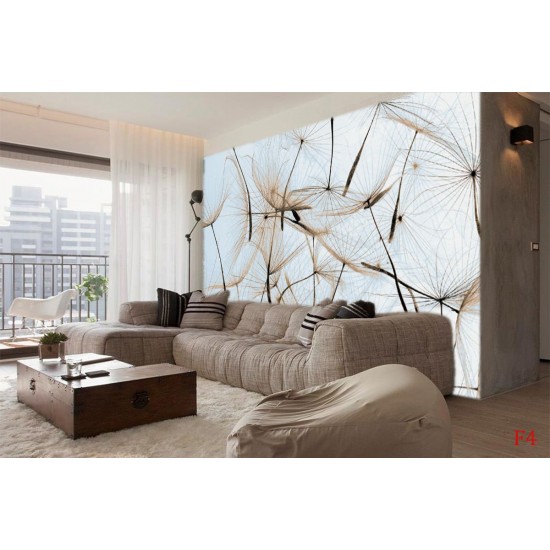 Wall murals beige dandelion scattered Wall murals beige dandelion scattered