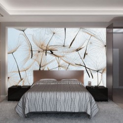 Wall murals beige dandelion scattered