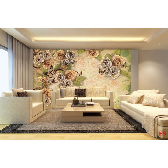 Wall mural vintage composition with romantic golden roses Wall mural vintage composition with romantic golden roses