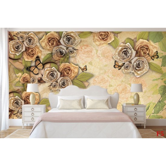 Wall mural vintage composition with romantic golden roses Wall mural vintage composition with romantic golden roses