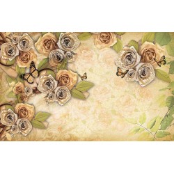 Wall mural vintage composition with romantic golden roses