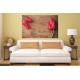 Wallpapers mural red tulips on wooden background Wallpapers mural red tulips on wooden background