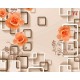 Wallpapers 3d composition wall beige cubes with roses in 2 colors Wallpapers 3d composition wall beige cubes with roses in 2 colors