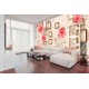 Wallpapers 3d composition wall beige cubes with roses in 2 colors Wallpapers 3d composition wall beige cubes with roses in 2 colors