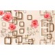 Wallpapers 3d composition wall beige cubes with roses in 2 colors Wallpapers 3d composition wall beige cubes with roses in 2 colors