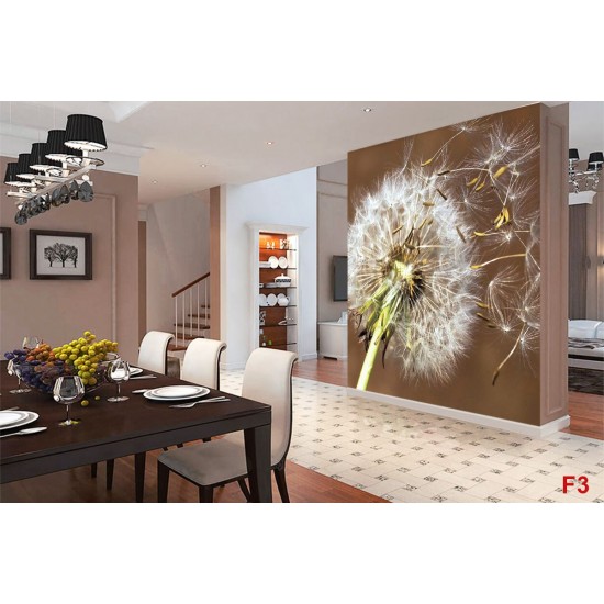Wall mural big dandelion on brown background Wall mural big dandelion on brown background