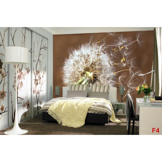 Wall mural big dandelion on brown background Wall mural big dandelion on brown background