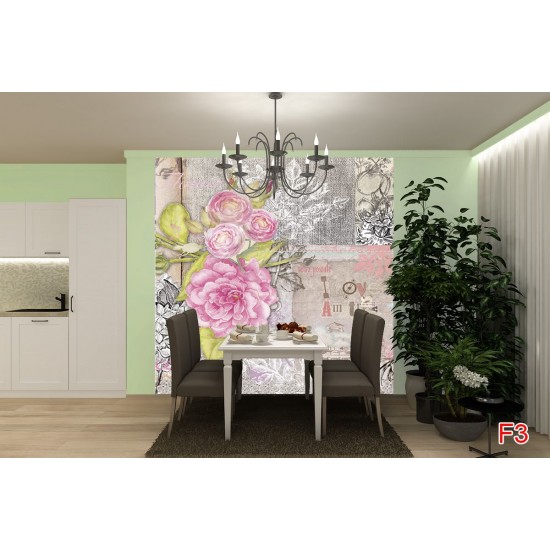 Wall mural retro card with roses in vintage style Wall mural retro card with roses in vintage style