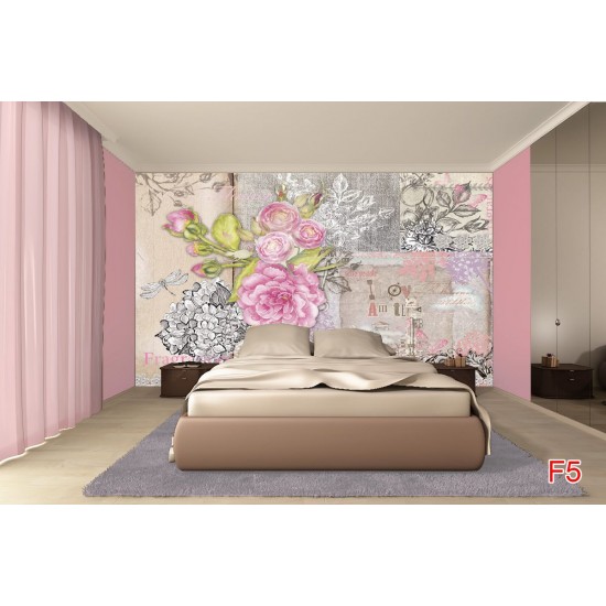 Wall mural retro card with roses in vintage style Wall mural retro card with roses in vintage style