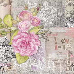 Wall mural retro card with roses in vintage style