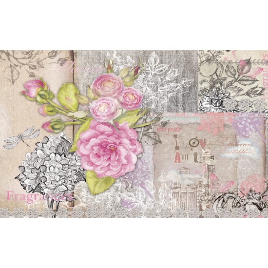 Wall mural retro card with roses in vintage style Wall mural retro card with roses in vintage style