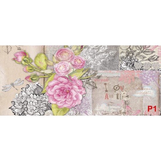 Wall mural retro card with roses in vintage style Wall mural retro card with roses in vintage style