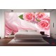 Wall mural pink roses on silk