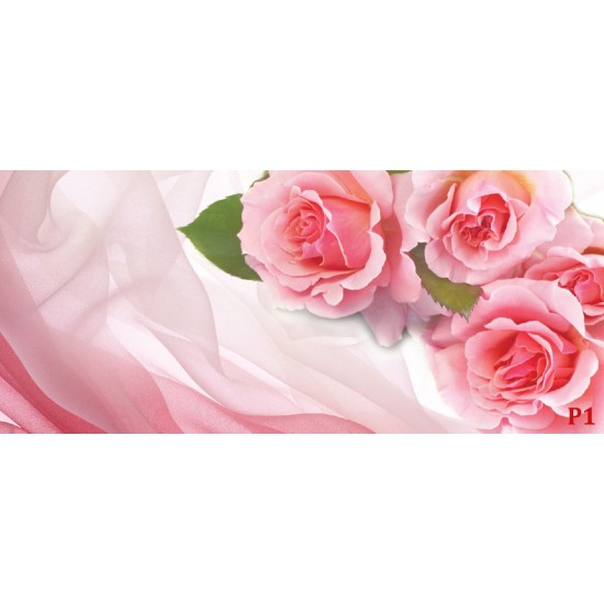 Wall mural pink roses on silk