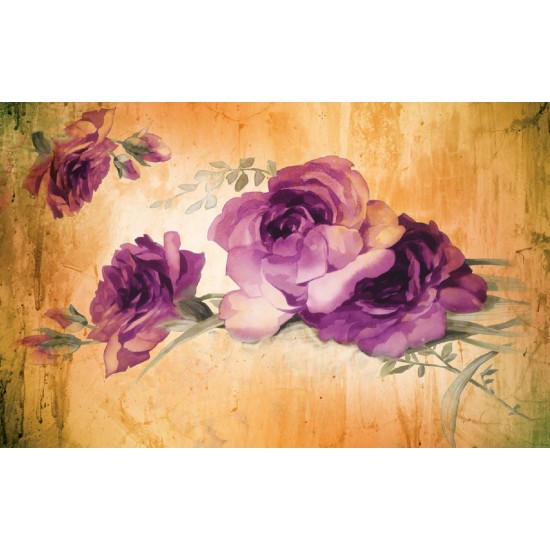 Wall murals painted composition with purple roses on background in 2 colors Wall murals painted composition with purple roses on background in 2 colors