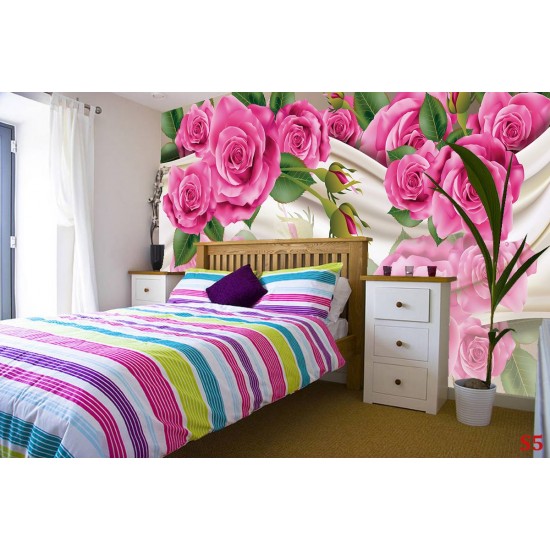 Wall murals painted pink roses a mirror image Wall murals painted pink roses a mirror image