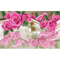 Wall murals painted pink roses a mirror image