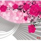 Photo murals composition with pink roses and spiral 3D